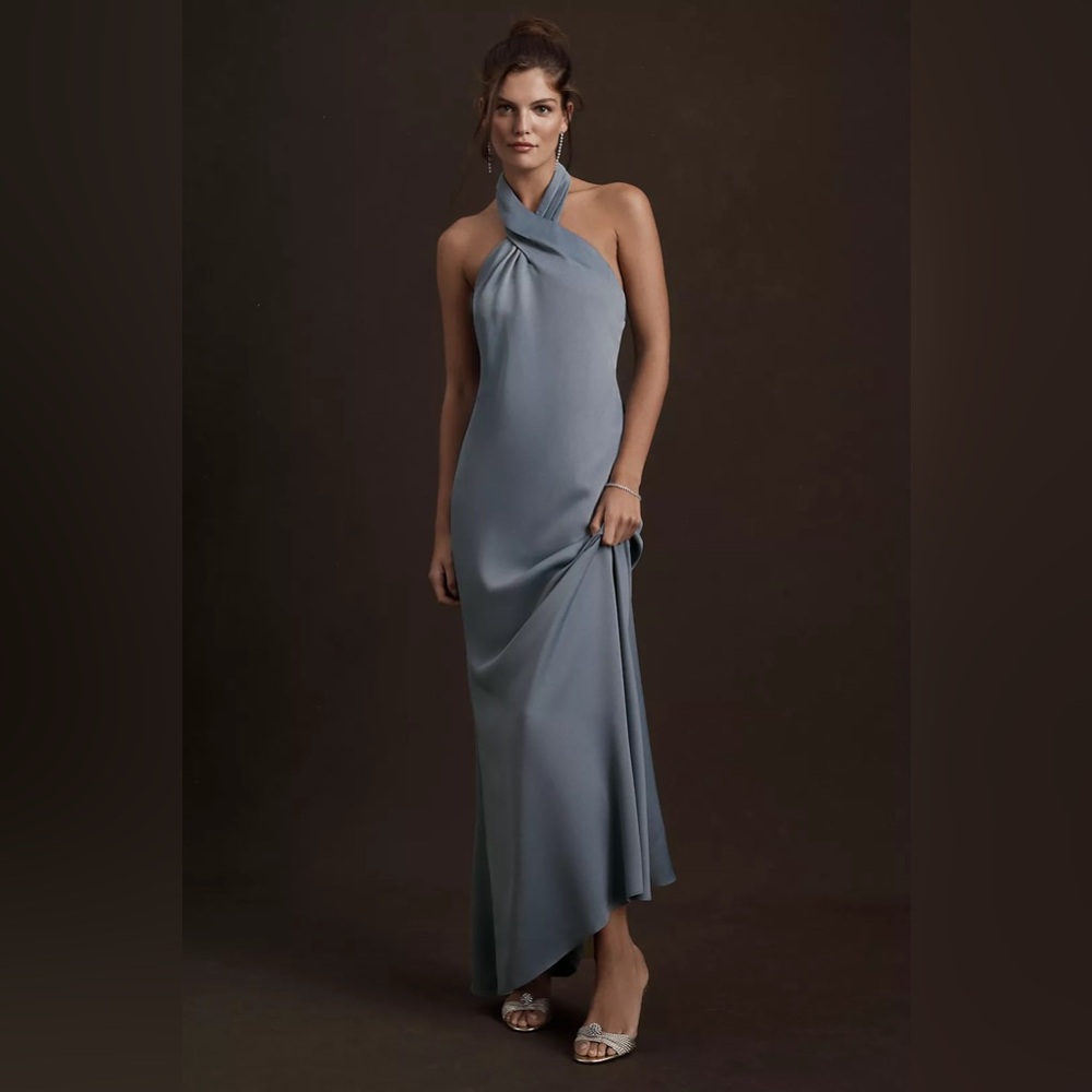 BHLDN Ruby Twist Halter Satin Gown